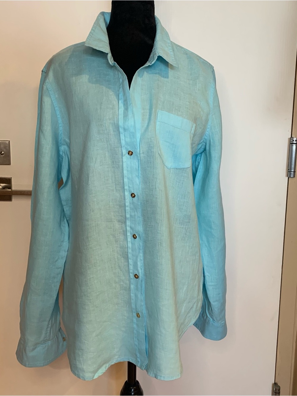 Lilly Pulitzer NWT XL Breakwater Blue ANNA MARIA 100% LINEN Button-Down Shirt